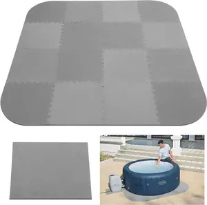 1/2" Thickness 85IN Hot Tub Mat, 85Inch Large Inflatable Hot Tub Pad Interlocking EVA  Padding Foundation Indoor Outdoor Ground Base Flooring Mats Protector Non Slip Pool  Floor Pads