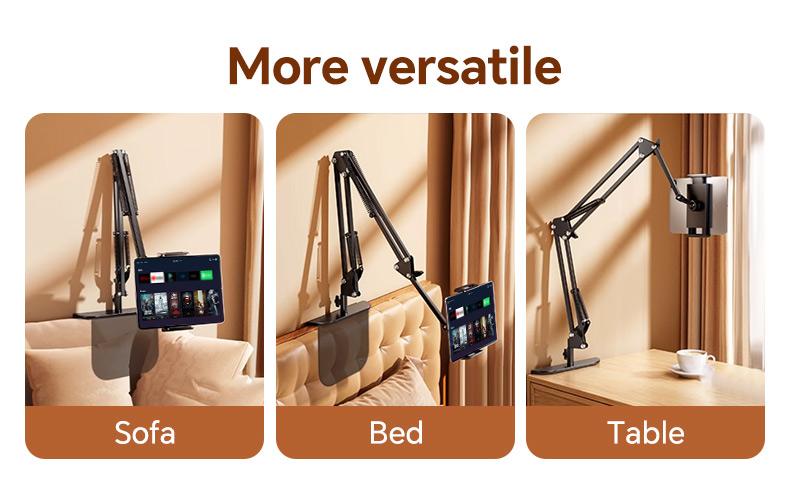 Metal Cantilever Stand For Phone & TabletMulti-angle Adjustable For Bedside Streaming, Office Work, Or Online Classes. Instantly Folds Flat To Save Space. Compatible With IPad, IPhone, Modern Design With Durable Construction For Reliable Support.