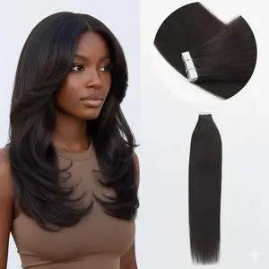 Couture Sleek Remy Straight Tape-Ins 100% Premium Remy Human Hair Ultra-Thin Flexible Tape Wefts for Seamless Finish Soft Lightweight Feel Natural Shine Straight Texture