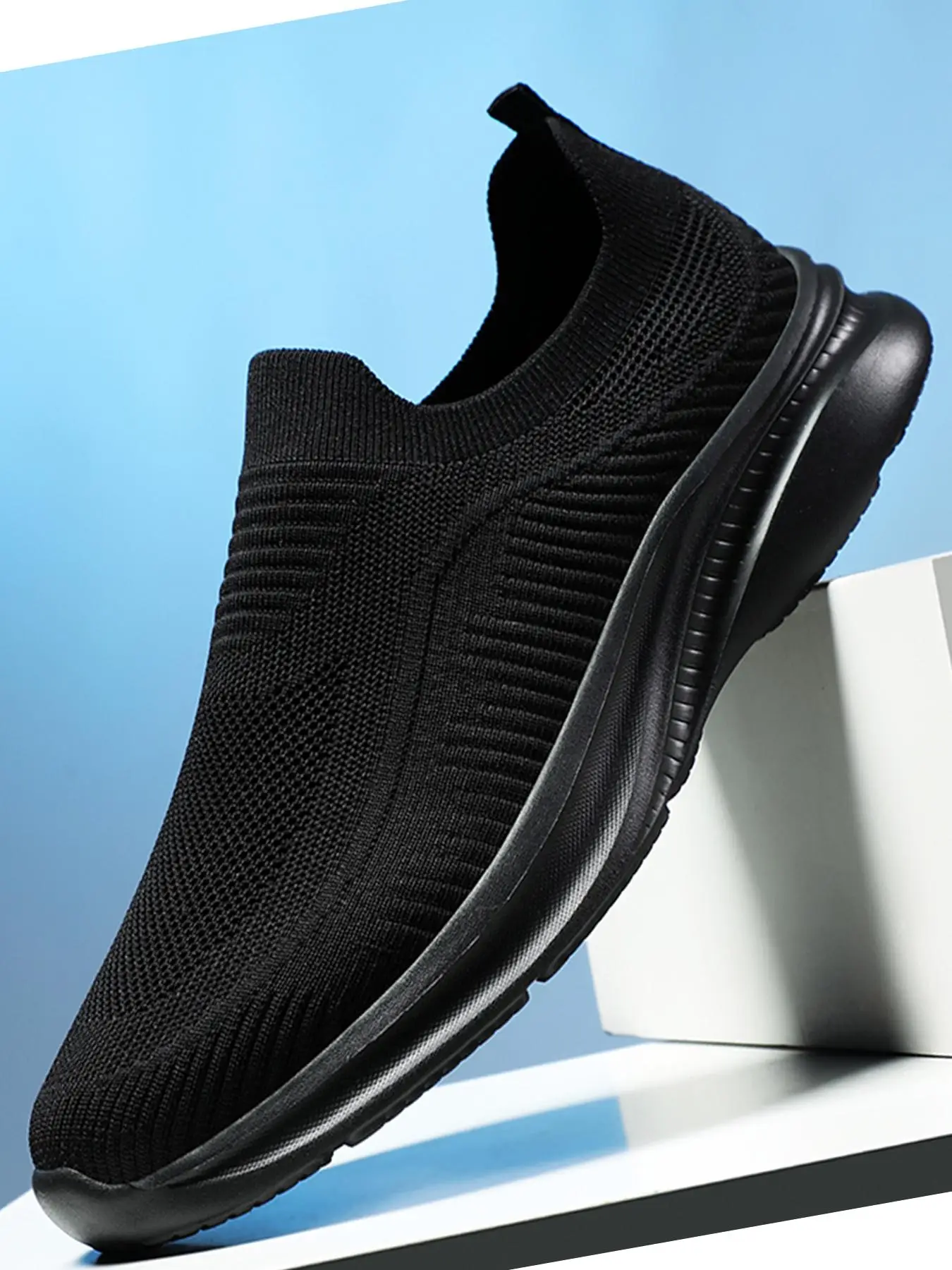 Men's 2024 Casual Mesh Breathable Solid Slip on Shoes for Men, Summer Lightweight Comfortable Sports Running Shoes, All Match Mens Sneakers for Daily