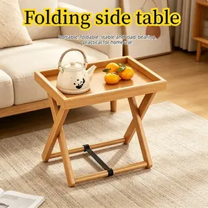 Folding Side Table, Mini Coffee Table with Detachable Tray, Space-Saving Foldable Corner Table & Storage Shelf, Ideal for Small Spaces, Perfect for Living Room, Bedroom and Study
