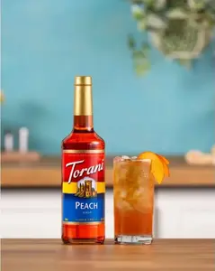 Torani Peach Fruit Syrup Concentrate for Sodas, Coffee, Mixed Drinks - 750 ML Bottle - Natural