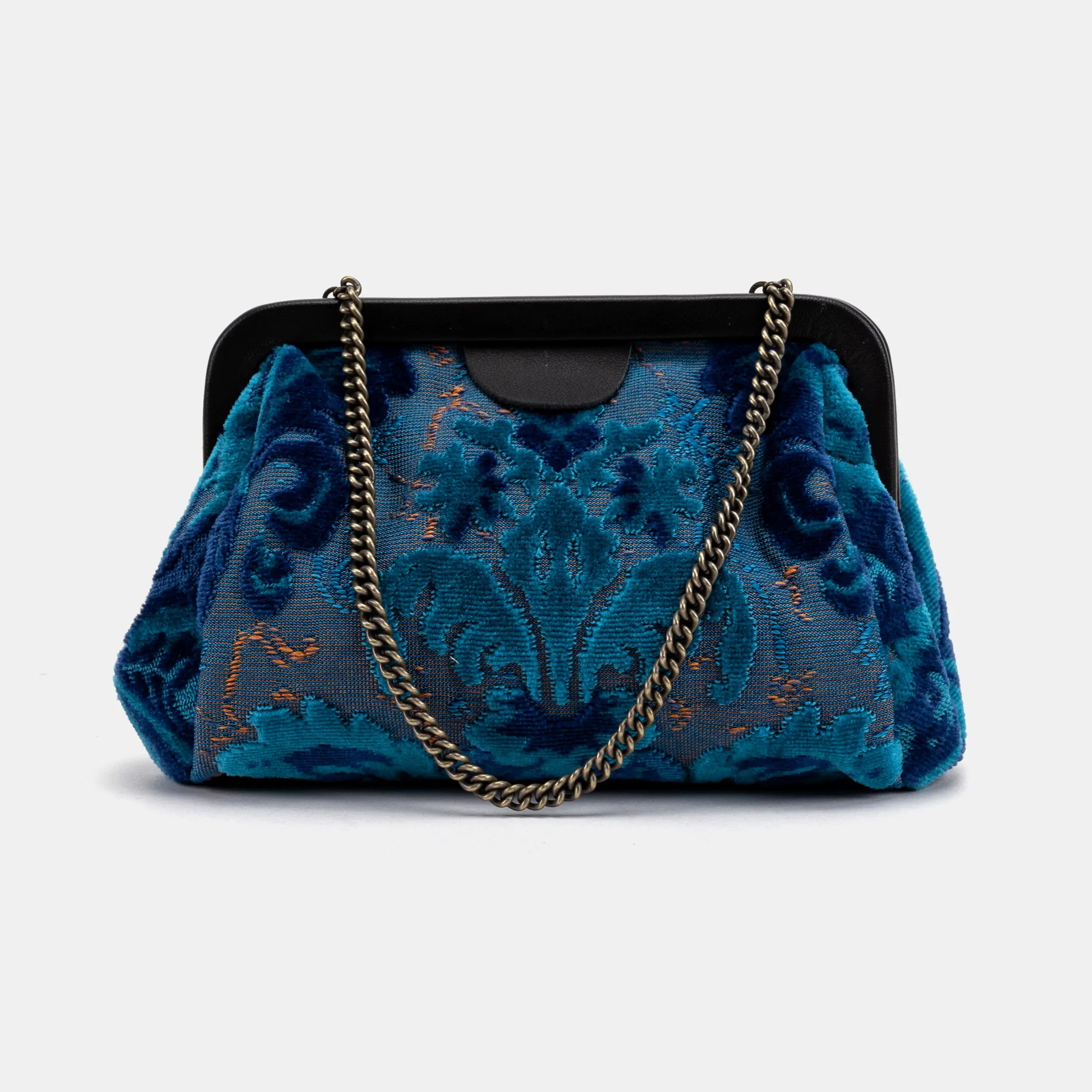 Burnout Velvet Revival Aqua Evening Bag Clutch