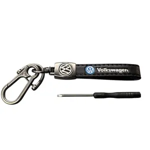 VW Keychain - Genuine Leather Black