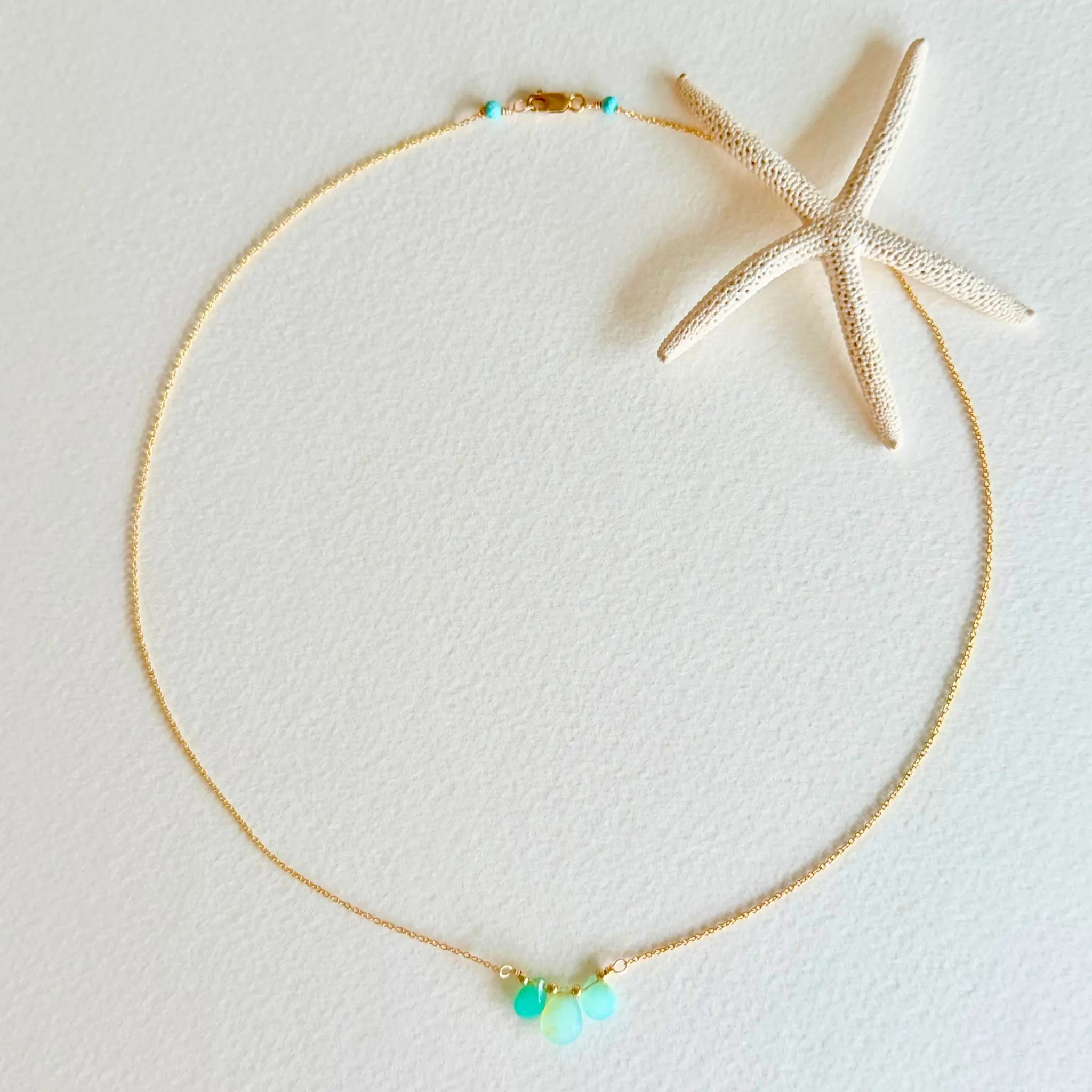 Mint Tide Peruvian Opal Drop Necklace