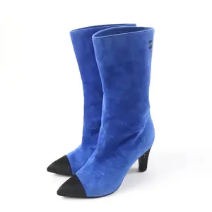 Pre-owned CHANEL Suede Small Leather Goods G33119 Gabrielle Coco Satin Short Boots