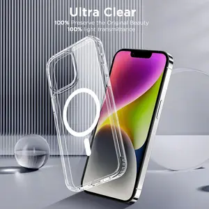 Military Grade Transparent Magnetic Case for iPhone 16/15/14/13/12 - Shockproof, Anti-Shock, Anti-Yellowing, Ultra-Thin, Rugged Protection