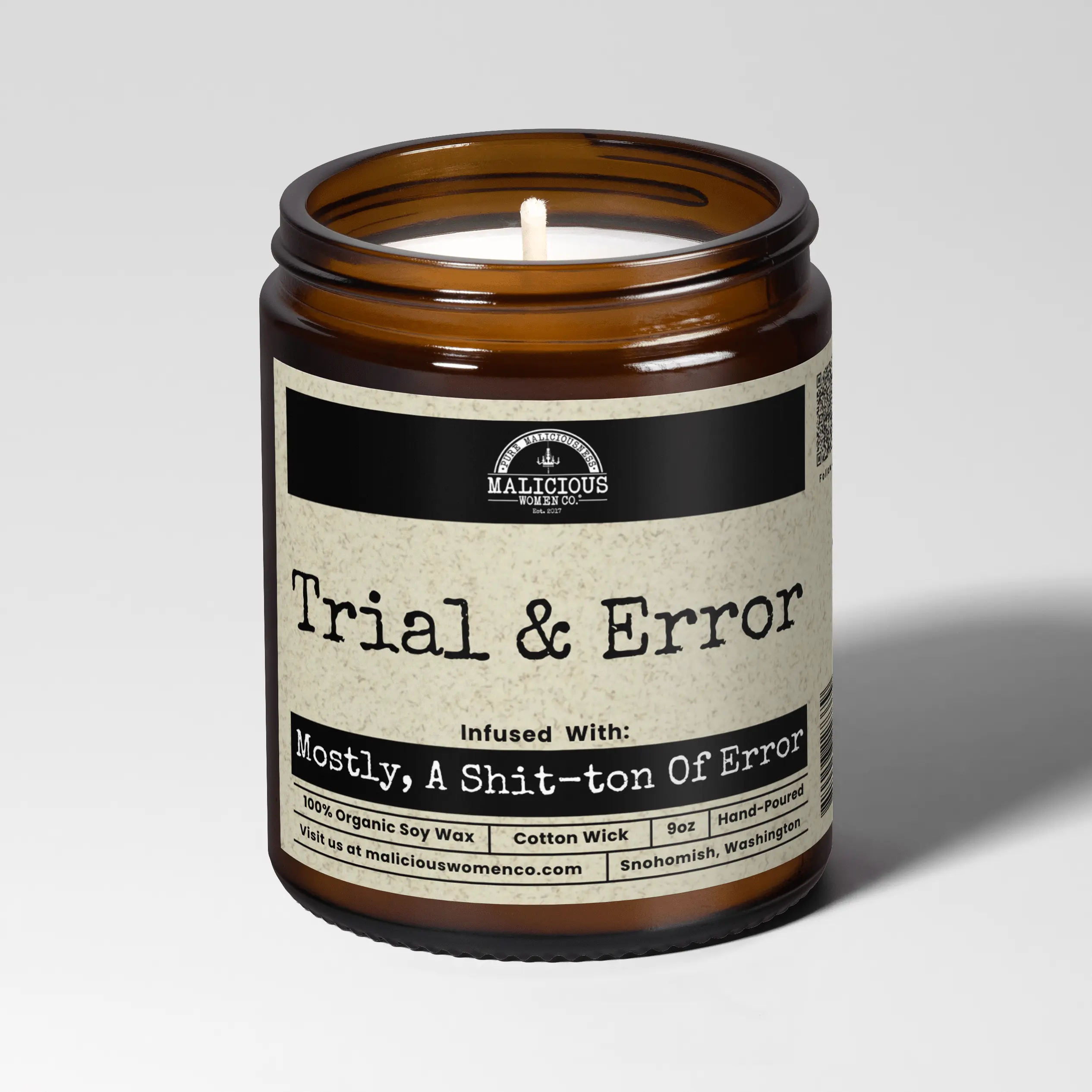Trial & Error 9oz Funny Candle Malicious Women Co