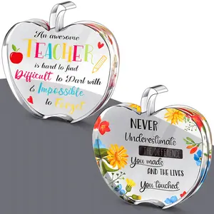 2pcs Best Teacher Ever Gift, Acrylic Plaque Apple Shape, Desk Decor, Classroom Decor, Office Desk Decor, Teacher Gifts for Women, Home Decor