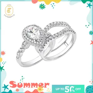 Moissanite 1.8ct-3.6ct Complete Love Pear Crown Bridal Ring Detachable Ring Set Wedding Engagement Anniversary Birthday Valentine's Day Birthday Gift Daily Wear mothers day gift