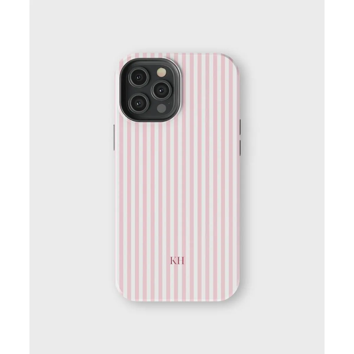 Personalized Pink Striped Shockproof Smartphone Casing - Custom Monogrammed Aesthetic Non-Woven Accessory with Beachy Preppy Style, Protection for Multiple iPhone Models (17,16,15,15 Plus,14,13,12,11,X,Pro Max) (No Warranty), Accessories, Cellphone