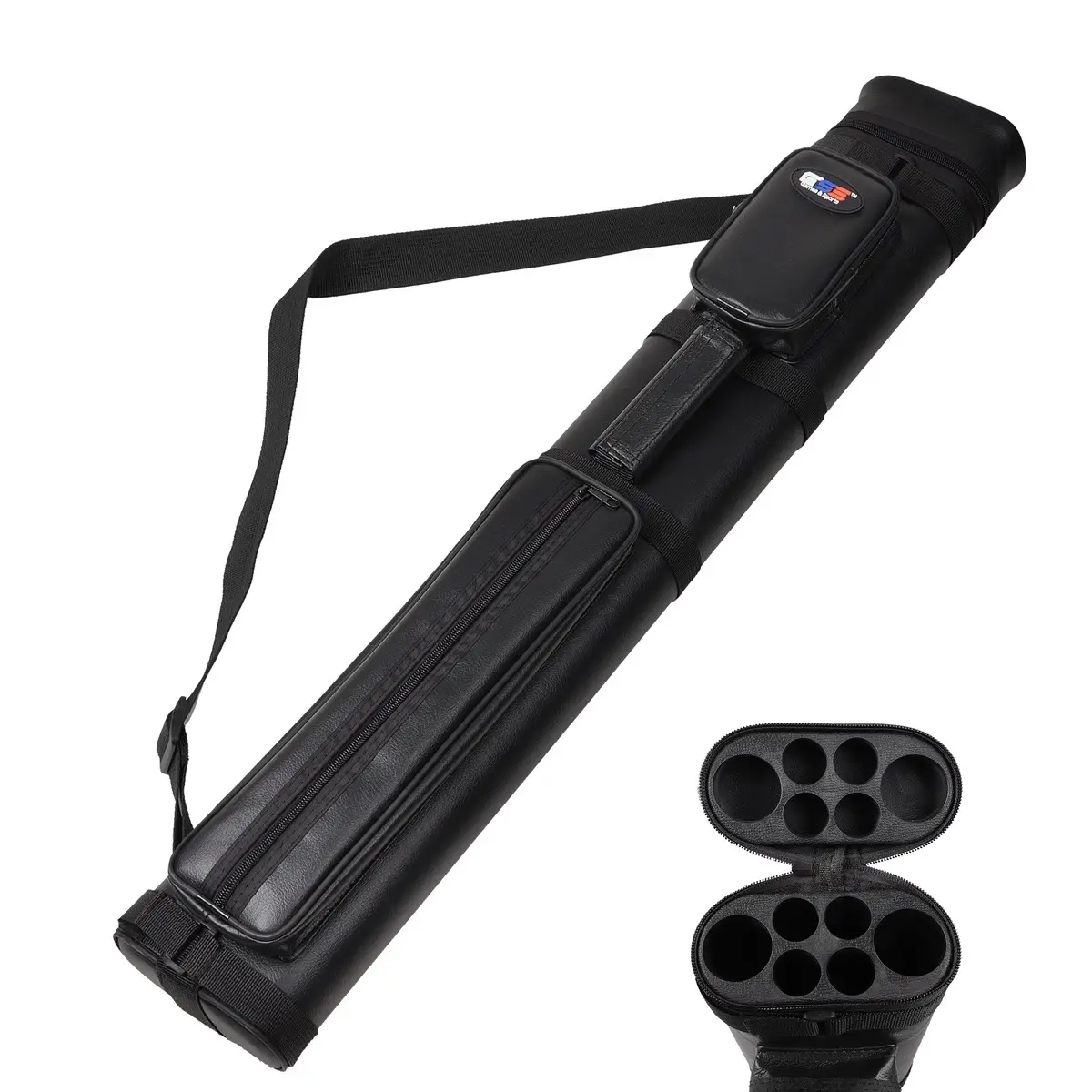 GSE 2x4 Oval Hard Pool Cue Case, Billiard Stick Carrying Case for 2 Sticks