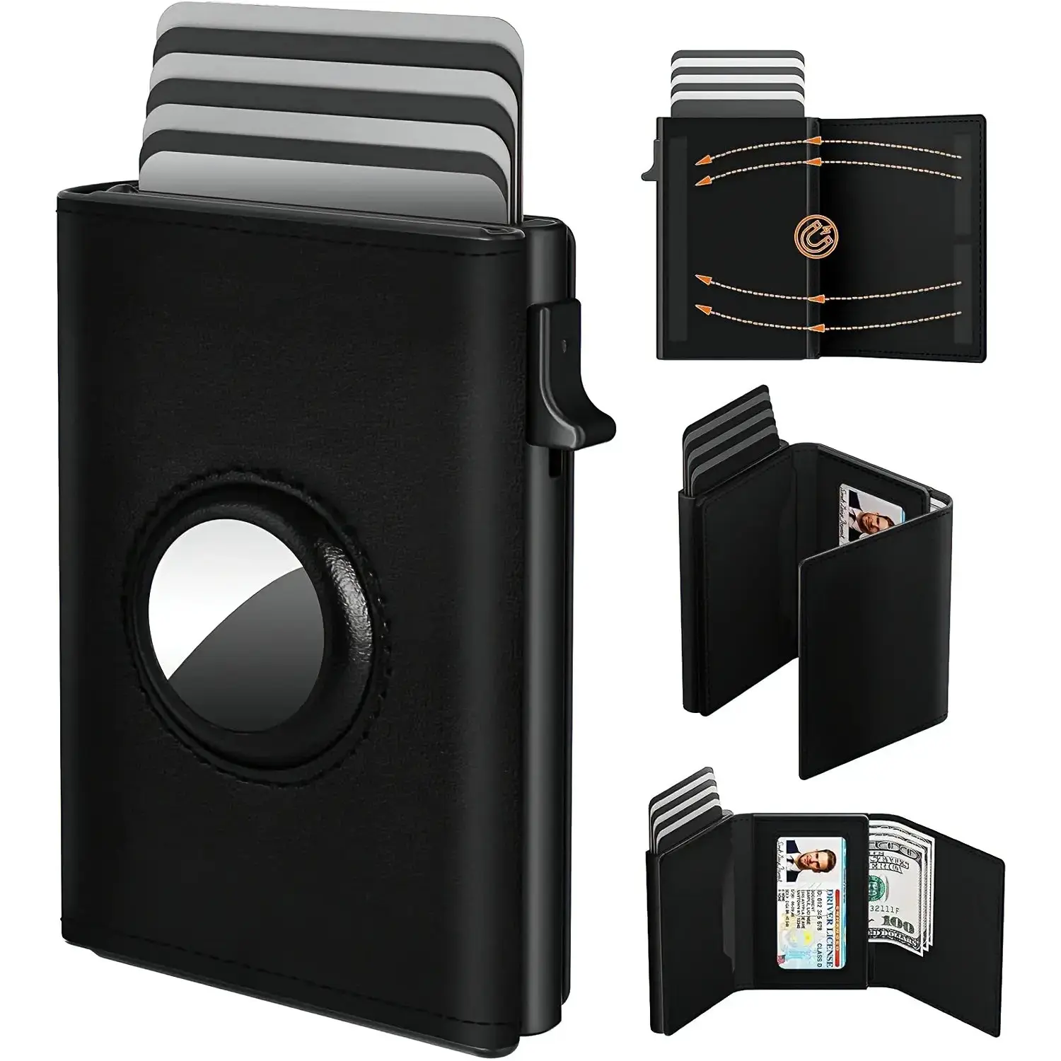 1PCS Men's Genuine Leather RFID Blocking Wallet, Slim Anti-Theft Card Holder With Auto Card Ejection, Multi Slot Pocket Friendly Purse For Cash ID Credit Cards, Minimalist Carry Accessory Gift For Husbands Fathers Boyfriends Daily Outdoor Travel Daily Use
