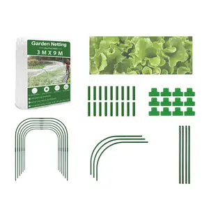 Explorinox Garden Netting Kit for Raised Beds 3M x 9M Fine Mesh Row Cover with Hoops Clips Insect Barrier for Greenhouse Vegetable Fruit Plant Protection