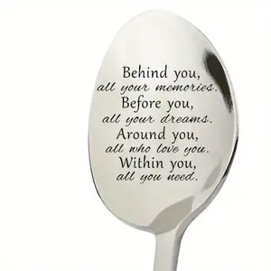 Stainless Steel Coffee Spoon, Creative Letter Pattern Spoon, Dessert Spoon, Candy Spoon, Kitchen Utensils for Home Use, Gift for Friend & Family