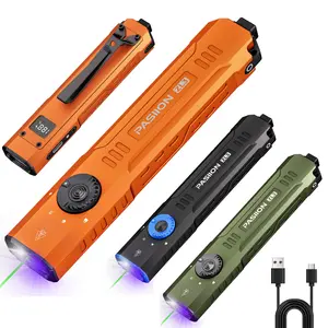 Rechargeable Edc Flashlight with Beam UV LED, Portable Pocket Light, Outdoor Emergency, Super Bright Rechargeable Torch