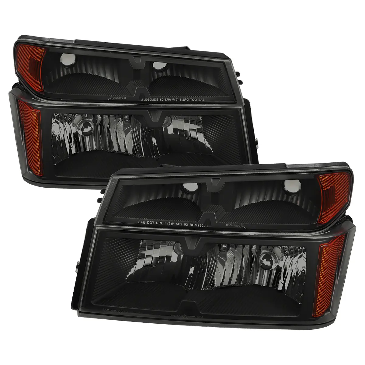 2004-2012 Chevrolet Colorado/GMC Canyon/Isuzu I-Series Factory Style Headlights & Corner Lights Pair(Matte Black Housing/Smoked Lens)