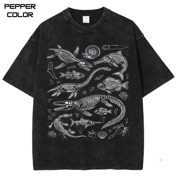 90s Sea Dino Fossils T-Shirt, Men & Women's Unisex Graphic Tee,Vintage Jurassic Era Tee ,Dinosaur Skeletons Shirt, 2000s Grunge Shirt, Trending, All Size Menswear Top