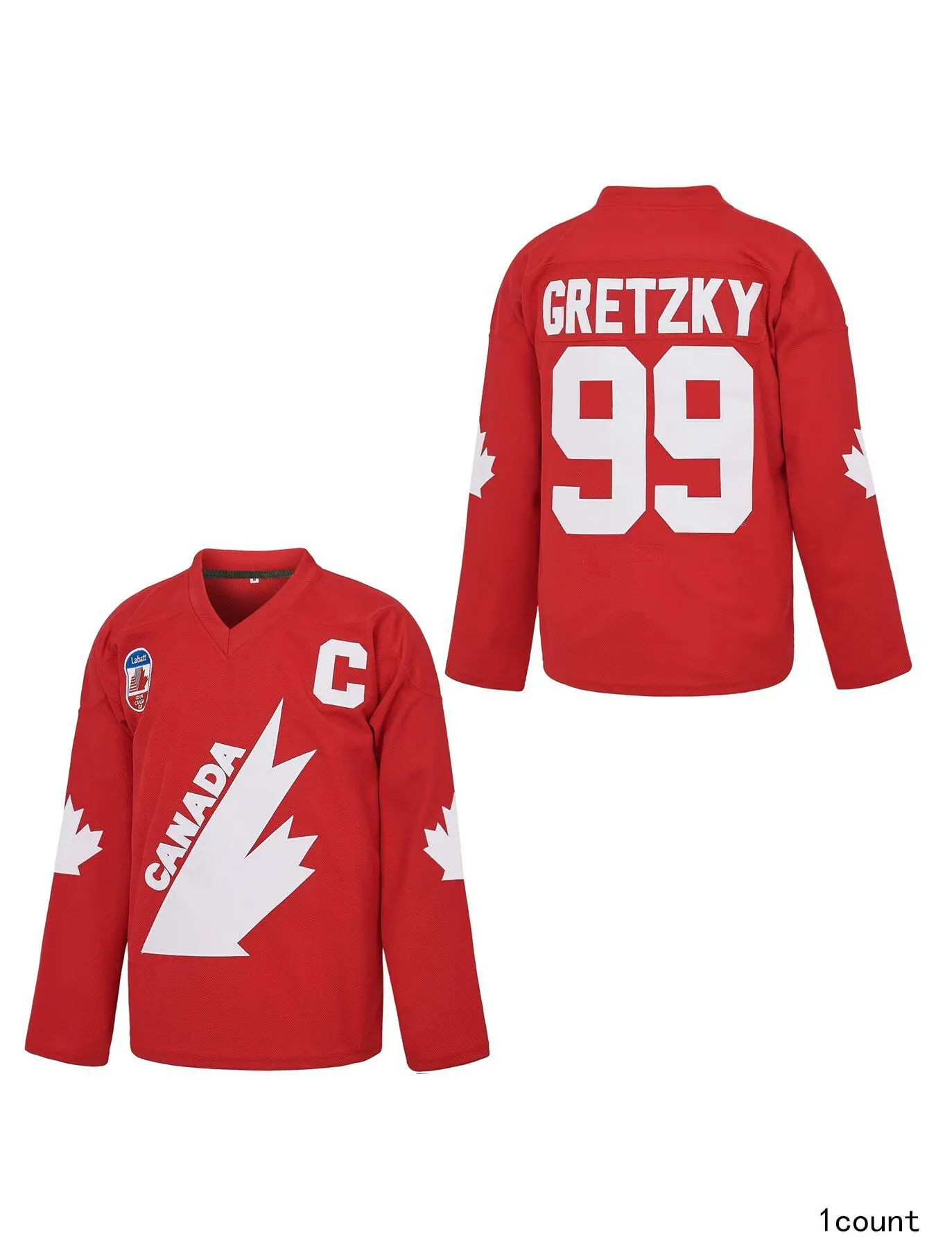 Men's Gretzky #99 Fitted Drop-Shoulder Labatt Team Canada Cup Ice Hockey Jersey - Embroidered All-Seasons Sports Top, 90s-Themed Party Wear, Male Mens Clothing, Uniforms, Athletic Wear, Apparel, Player Numbers, Polyester Mesh, Unisex Fit, V-Neck Cut, Shir