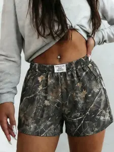 Women's Casual Loose Fit Shorts, Elastic Waist Camo Print, Summer All-Season Versatile Pants, Sporty Style, Plain Design, Womenswear