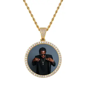 Custom Iced Out Photo Pendant Necklace - Personalized Hip Hop Memory Jewelry men's