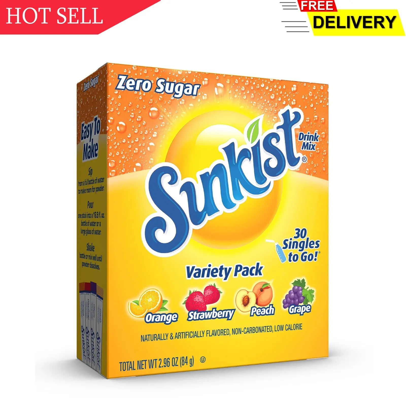 Sunkist Soda Variety Pack, Singles To Go Orange, Strawberry, Grape and Peach (..