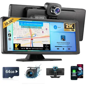 10.26" Portable   &  Screen for  Stereo with 1080P Dash Cam & Backup Camera, , FM T, Mirror Link, Plug & Play  Play Display for