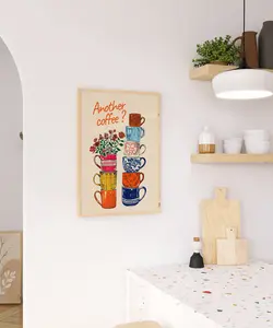 [Sale Up To 50%] Another Coffee? - Colorful coffee cups Coffee break poster  Kitchen decor Coffee lovers  Office wall art