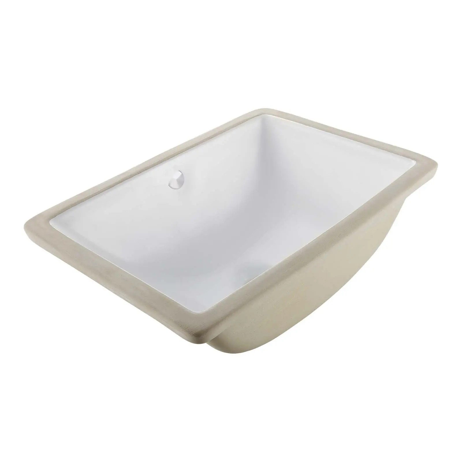Undermount Bathroom Sink, 18.11 x 12.99 Inch Rectangular White Ceramic Vessel Sink With Overflow Hole For Under-Counter Drop-In Installation, Modern Lavatory Vanity Bath Wash Basin For Small Spaces