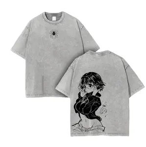 Shizuku Hunter X Hunter Anime Double Printed Vintage Washed Tee Unisex Oversize Anime Manga Washed Heavyweight Cotton T-shirt, Gift For Anime Fan, Anime Lover
