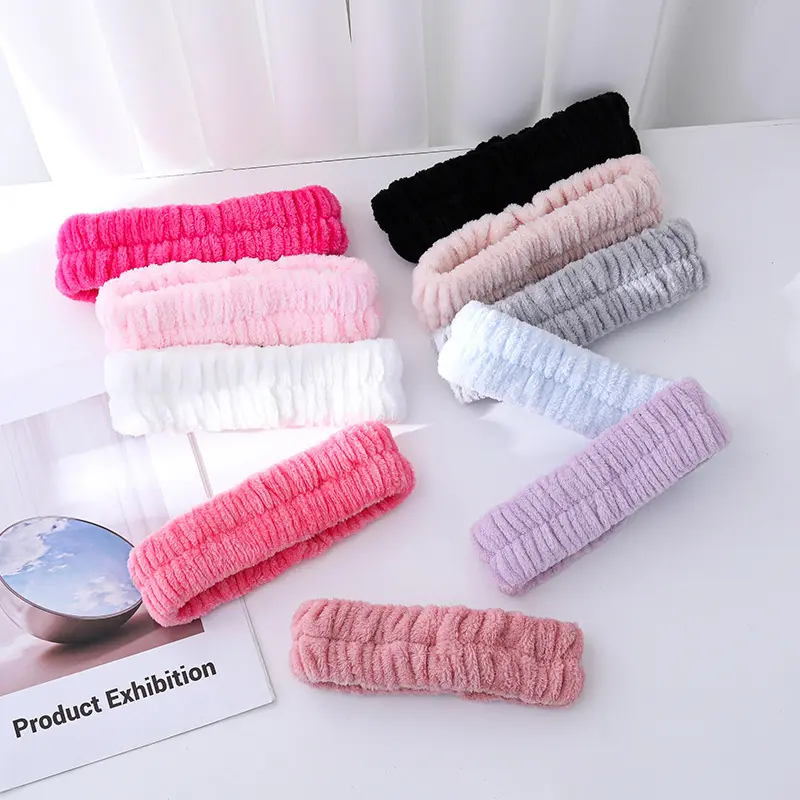 Soft Coral Fleece Skincare Headband & Wristband Set - Plush Fabric, Makeup-Friendly, Towel-Like, Absorbent, No-Slip Hair Accessory for Face Washing, Makeup, Daily Beauty Routine, Makeup-Friendly Headbands, Plush Fabric Headbands