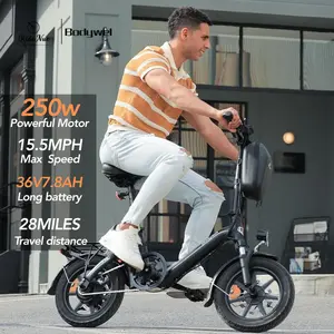 Bodywel T16PRO Superlight Foldable Electric Bike - 250W Motor, 15.5 MPH, 28 Miles Range, 14" Tires, 45 lbs, 6061 Aluminum Frame, Suspension Fork, LED Dashboard. Perfect for City Commute & Portable Travel!UL 2272 Certified