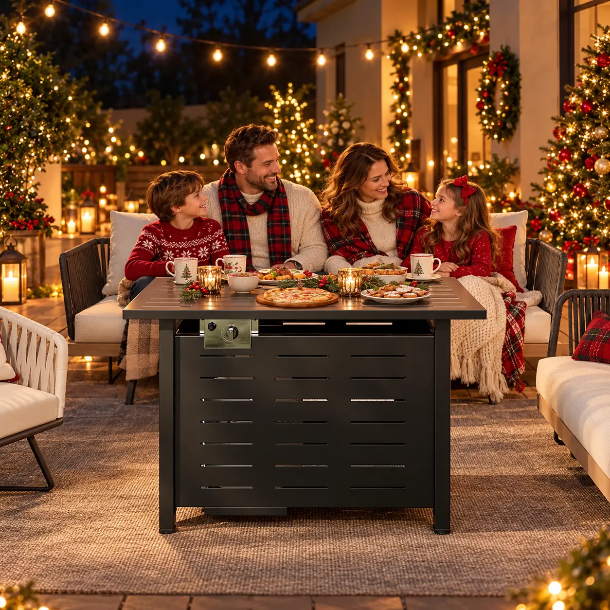 Propane Fire Pit Table, Aoxun 50,000 BTU Outdoor Steel Fire Table with Removable Lid and Lava Rocks for Patio and Backyard, Black, 40-Inch,home decor