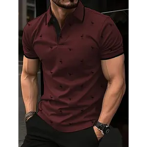 [Bird Print Polo Shirt] Summer Casual Bird Shirt - Men's Street Style Fabric Menswear Top Polyester