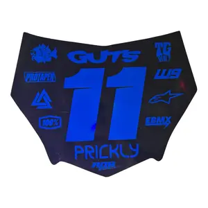 MotoCutz Style Number Plate Decal — 11 Logo — Metalic Blue