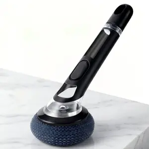 Dishwashing Brush - Soap Dispenser, Integrated, Pot Brush, Kitchen Sink Cleaning Brush, Suitable for Various Household Pots, Household Cleaning Tools, PET Brush Heads, Portable and Environmentally Friendly
