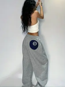 Women's Fall Winter Wide Leg Pants, Fashionable Loose Fit Casual Trousers, Drawstring Waist Pockets Design, H-Type Silhouette