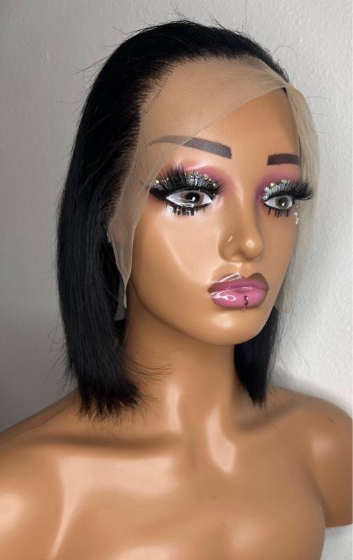 10-Inch Natural Black Human Hair Bob Wig