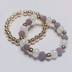 Set of 2 Clay & Living Handmade Rings.  Pearls & Beads & 18K Gold Filled Ring.