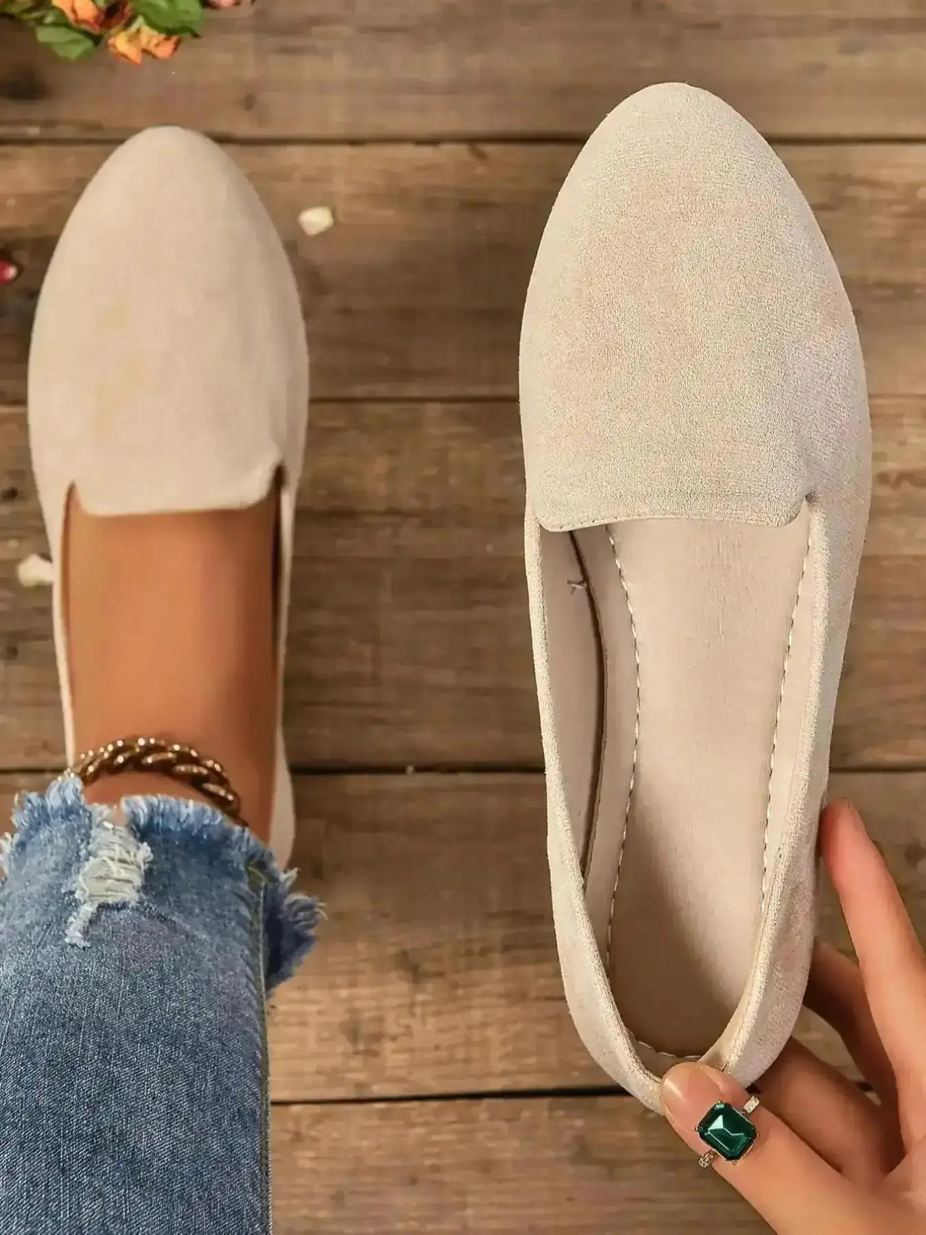 Women's Solid PT Flat Shoes, Soft Sole Flats, Daily Comfy Slip on Uni Commuter for Work & Daily Wear, Supportive, Easy Off, Light, Airy, Basic, Flexible, Lifestyle Chic Snkrs Daily Essential Style
