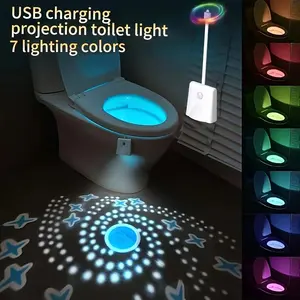 USB Rechargeable Toilet Light, RGB Color Changing LED Toilet Light with Motion Sensor, Novelty Lighting for Home Bathroom