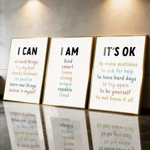 3Pcs Aluminum Alloy Framed Painting, Positive Affirmation Motivational Quote Picture, Home Decoration For Living Room, Bedroom, OfficeWall Decor, Odorless Print Artwork, Luxury Perfect Gift For Friends And Family