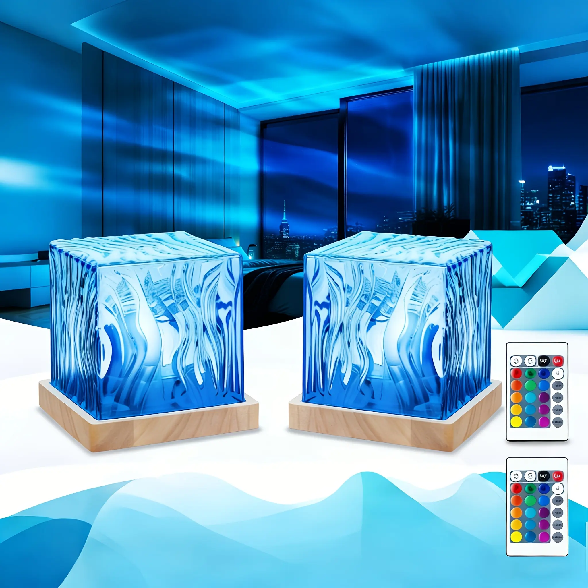 TOMLINK 1/2-Size Plastic USB-Powered Cube LED Aurora Galaxy Projector, 16-Color Spectrum, Remote-Controlled, 360° Flicker-Free Low Voltage Lighting, 5-Sided Illumination, Dimmable, Stylish Home Decor Great Gift for Teens/Birthday Parties