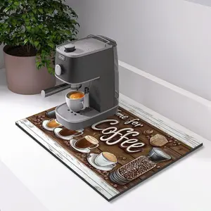 Coffee Pattern Desktop Decorative Mat, Non-slip Water Absorbent Coffee Machine Mat, Household Decorative Carpet for Kitchen Dining Room, Coasters