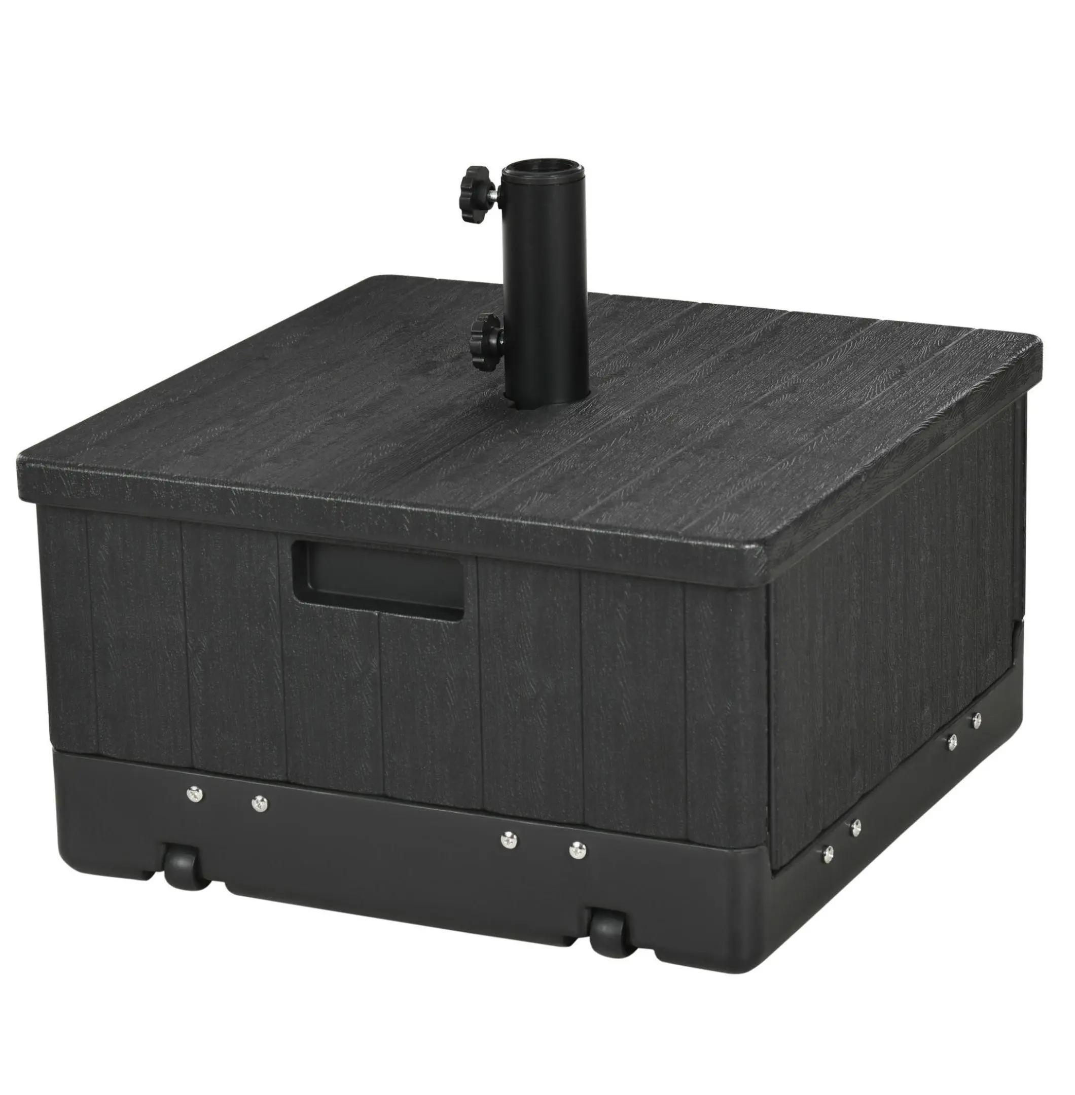 3-in-1 Umbrella Base, Outdoor Coffee Table & Planter - Patio Stand with Wheels, Black