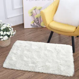 Solid Color Faux Fur Rug, 1 Count Soft Plush Floor Mat, Non-slip Indoor Mat for Living Room Bedroom Home Decor, Room Decor