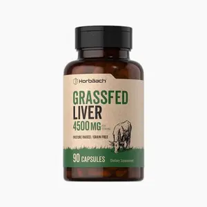 Grass Fed Beef Liver Supplement | 4500mg | 90 Capsules | Desiccated, Pasture Raised, Grain Free, Non-GMO Healthcare Dietary Vitamin Edible Fitness