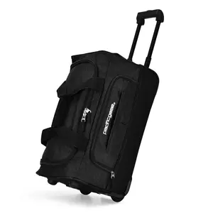 212 MAIN Pacific Gear PG03071 21 in. Polyester Keystone Rolling Duffle Bag - Carry-On, Quick-Access, Travel-Ready, U-Zipper, Exterior Pockets, Black