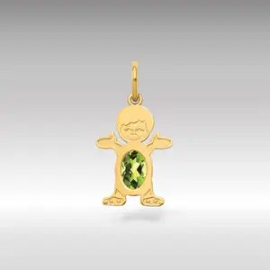 14K Gold Boy August Birthstone Peridot Pendant