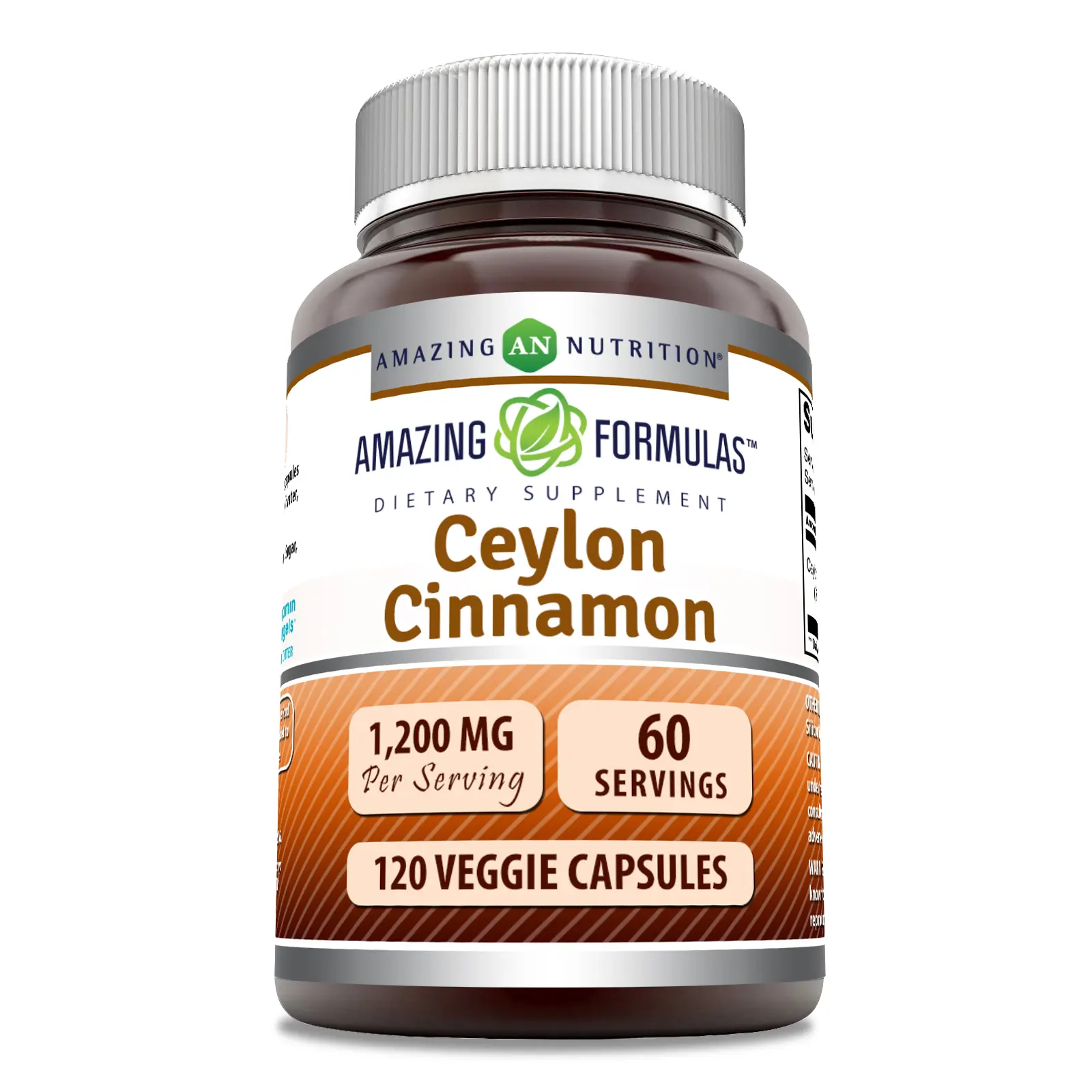 Amazing Formulas Ceylon Cinnamon Supplement | 1200 Mg per Serving | 120 Veggie Capsules | Non-GMO | Gluten-Free | Made in USA